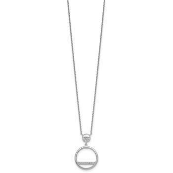 Sterling Silver Rhodium-plated Polished CZ Divided Circle 17.75 inch Necklace — alternate view