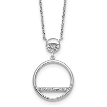 Sterling Silver Rhodium-plated Polished CZ Divided Circle 17.75 inch Necklace