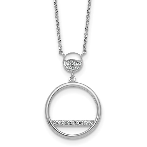 Sterling Silver Rhodium-plated Polished CZ Circles 17.75in Necklace