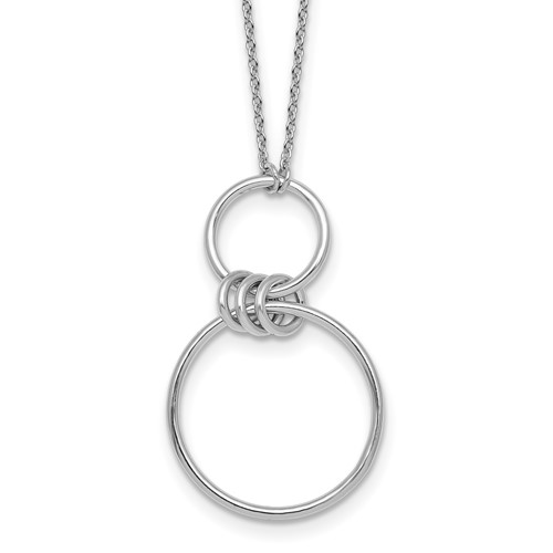 Sterling Silver Rhodium-plated Polished Circles 17.75in Necklace