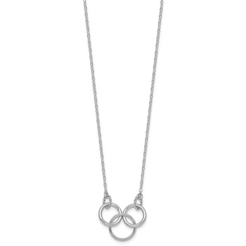 Sterling Silver Rhodium-plated Polished Twisted Ovals and 3 Circles 18.5 inch with 2 inch Extender Necklace — alternate view