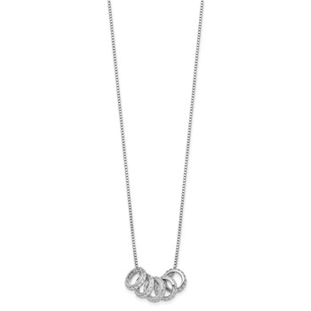 Sterling Silver Rhodium-plated Five Moveable CZ Rings 18 inch with 2 inch Extension Necklace — alternate view