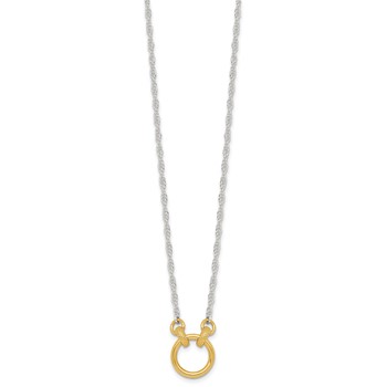Affordable Expressions Sterling Silver with Gold-tone Polished and Textured Circle 16 inch Link Necklace — alternate view