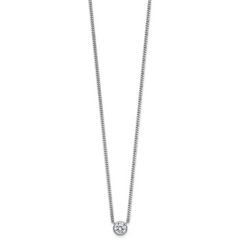 Sterling Silver Rhodium-plated Polished 7.00mm Bezel-set CZ 18 inch Necklace — alternate view