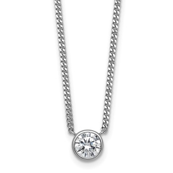 Sterling Silver Rhodium-plated Polished 7.00mm Bezel-set CZ 18 inch Necklace