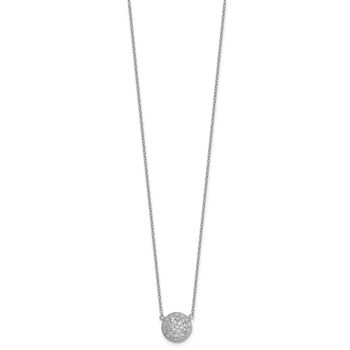 Sterling Silver Polished 11.00mm Pave CZ Circle 16 Inch with 2 Inch Extension Necklace — alternate view