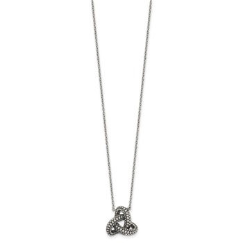 Sterling Silver Polished and Antiqued Beaded Trinity Charm 16 inch Necklace — alternate view