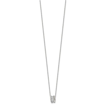 Sterling Silver Polished CZ Circle Bead 16 Inch with 2 Inch Extension Necklace — alternate view