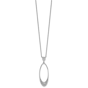 Sterling Silver Rhodium-plated Polished CZ Oval 17.75 Inch Necklace — alternate view