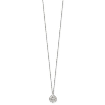 Sterling Silver Polished CZ Flower 16 Inch with 2 Inch Extension Necklace — alternate view