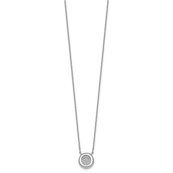 Sterling Silver Rhodium-plated CZ Round Cluster 16 inch with 1 inch Extension Necklace — alternate view