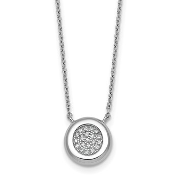 Sterling Silver Rhodium-plated CZ Round Cluster 16 inch with 1 inch Extension Necklace
