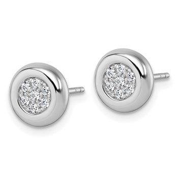 Sterling Silver Rhodium-plated CZ Round Cluster Post Earrings — alternate view