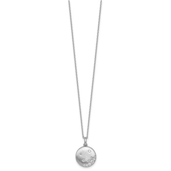 Sterling Silver Rhodium-plated Brushed CZ Circle 17.5 inch Necklace — alternate view