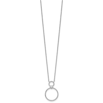 Sterling Silver Rhodium-plated Polished CZ Two Circles 17.75 inch Necklace — alternate view