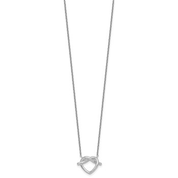 Sterling Silver Rhodium-plated Polished Knot Heart 17.75 Inch Necklace — alternate view