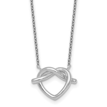 Sterling Silver Rhodium-plated Polished Knot Heart 17.75 Inch Necklace
