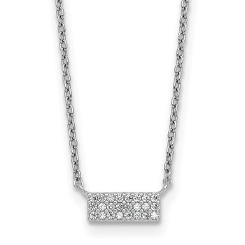 Sterling Silver Rhodium-plated Polished CZ Bar 17.5 Inch Necklace
