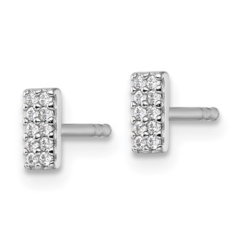 Sterling Silver Rhodium-plated Polished CZ Bar Post Earrings — alternate view
