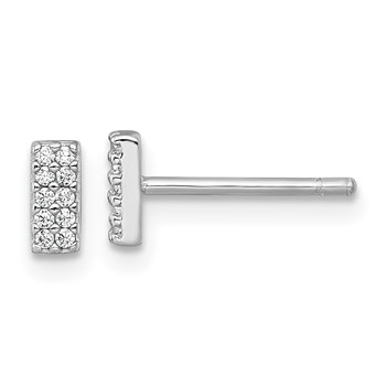 Sterling Silver Rhodium-plated Polished CZ Bar Post Earrings