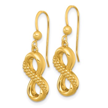 Affordable Expressions Sterling Silver Gold-tone Polished and Textured Infinity Dangle Shepherd Hook Earrings — alternate view