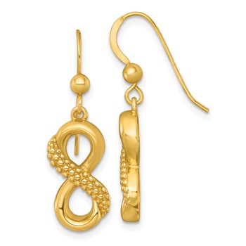 Affordable Expressions Sterling Silver Gold-tone Polished and Textured Infinity Dangle Shepherd Hook Earrings