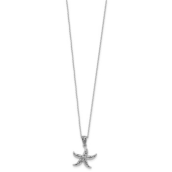 Sterling Silver Rhodium-plated Polished and Oxidized Filigree Starfish 18 Inch Necklace — alternate view