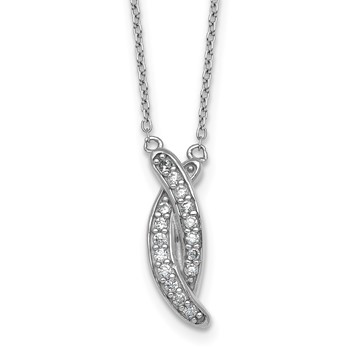 Sterling Silver Rhodium-plated Polished Fancy CZ -X- 16 Inch with 1.25 Inch Extension Necklace