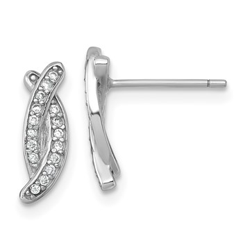 Sterling Silver Rhodium-plated Polished Fancy CZ -X- Post Earrings