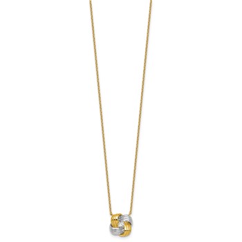 Sterling Silver Gold-tone and Rhodium-plated Polished CZ Knot 18 inch Necklace — alternate view