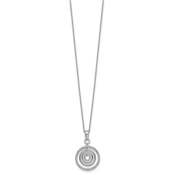 Sterling Silver Rhodium-plated Polished and Textured Multi-Circle Dangle 16 inch with 1 inch Extender Necklace — alternate view
