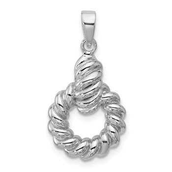 Sterling Silver Rhodium-plated Polished Twisted Circle Pendant