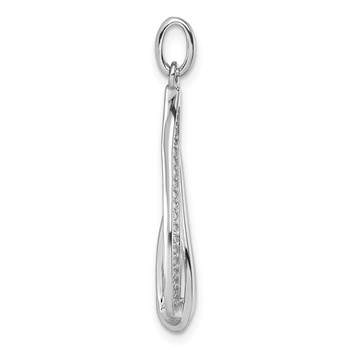 Sterling Silver Rhodium-plated CZ Polished Tear Drop Swirl Pendant — alternate view