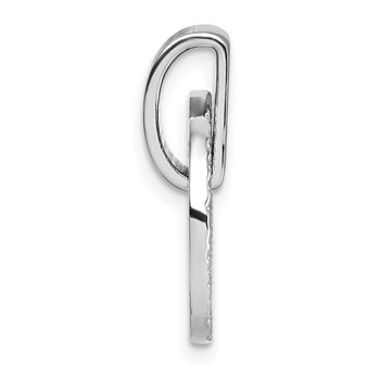 Sterling Silver Rhodium-plated CZ Polished Textured Moveable and Reversible Circle Doorknocker Pendant — alternate view