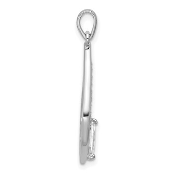 Sterling Silver Rhodium-plated Marquise CZ Polished Teardrop Pendant — alternate view