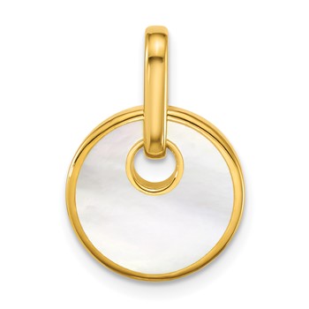 Sterling Silver Gold-plated Polished Mother of Pearl Circle Drop Pendant