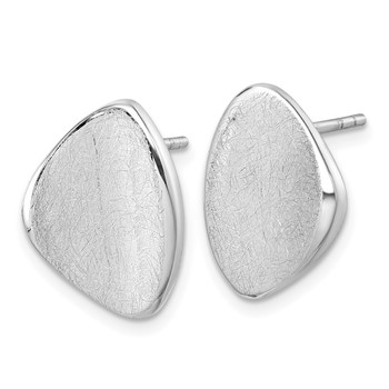 Sterling Silver Rhodium-plated Scratch Finish Fancy Abstract Post Earrings — alternate view