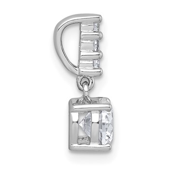 Sterling Silver Rhodium-plated Polished Round CZ Dangling Chain Slide Pendant — alternate view