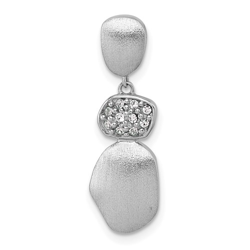 Sterling Silver RH-plated Brush / Polished Crystal Chain Slide Pendant