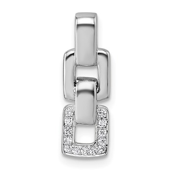 Sterling Silver Rhodium-plated Polished White CZ Double Square Pendant