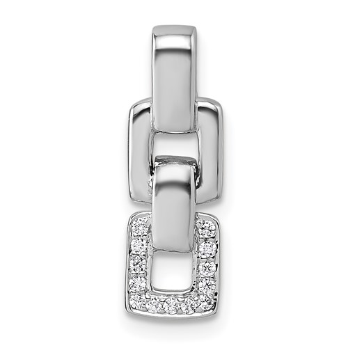 Sterling Silver Rhodium-plated CZ Double Square Pendant