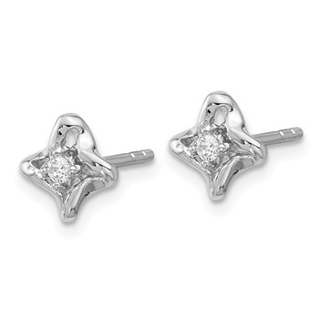 Sterling Silver Rhodium-plated Polished CZ Twisted Post Earrings — alternate view