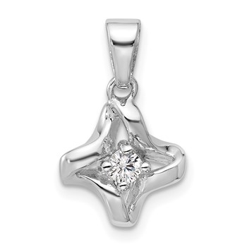 Sterling Silver Rhodium-plated Polished CZ Twisted Pendant