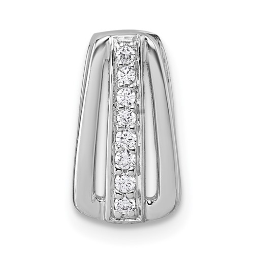 Sterling Silver Rhodium-plated Polished CZ Chain Slide