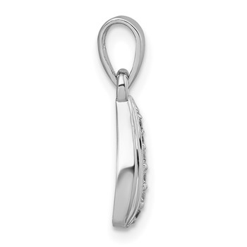 Sterling Silver Rhodium-plated Polished and Grooved White CZ Tear Drop Pendant — alternate view