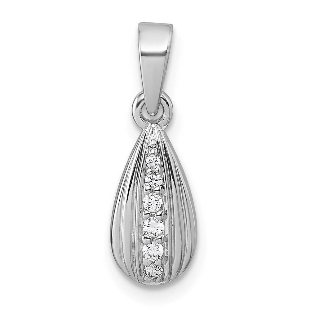 Sterling Silver Rhodium-plated Polished CZ Teardrop Pendant