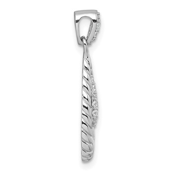 Sterling Silver Rhodium-plated Polished CZ Twisted Teardrop Pendant — alternate view
