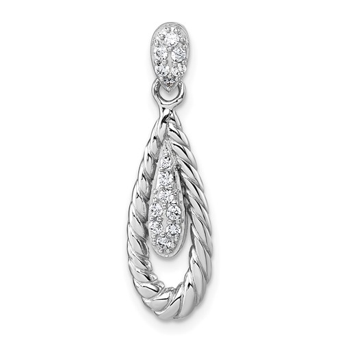 Sterling Silver Rhodium-plated Polished CZ Teardrop Pendant