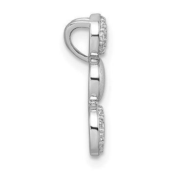 Sterling Silver Rhodium-plated Polished and Satin CZ  3-Circles Chain Slide Pendant — alternate view