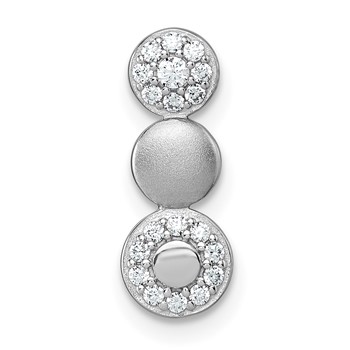 Sterling Silver Rhodium-plated Polished and Satin CZ  3-Circles Chain Slide Pendant